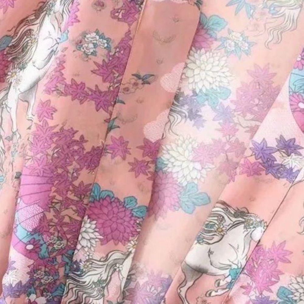 Luxe Boho Wild Horses Pink Floral Kimono Coverup - Picture 7 of 9